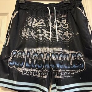 Men's Black and Blue Athletic Shorts